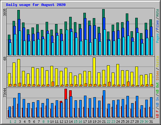Daily usage for August 2020
