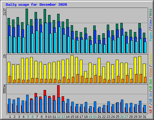 Daily usage for December 2020