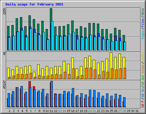 Daily usage for February 2021