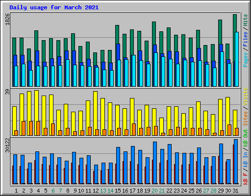 Daily usage for March 2021