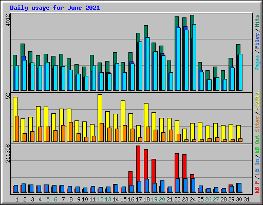 Daily usage for June 2021
