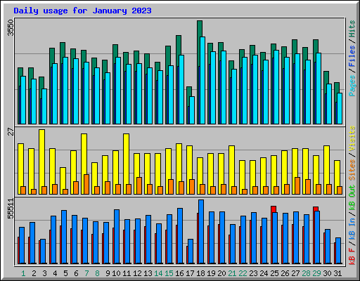 Daily usage for January 2023