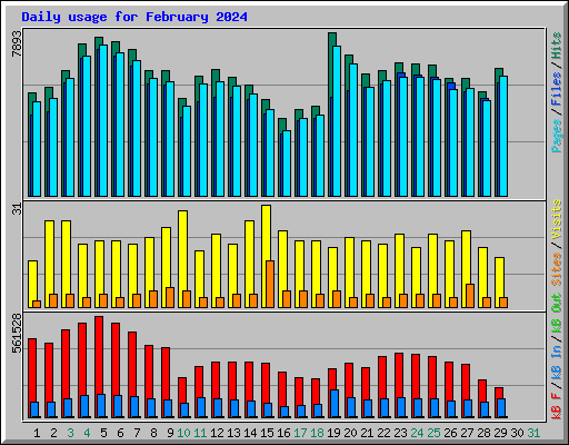 Daily usage for February 2024