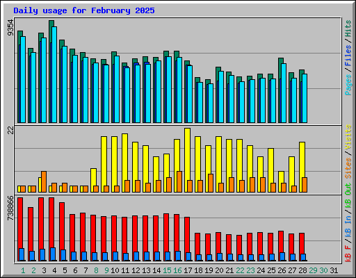 Daily usage for February 2025
