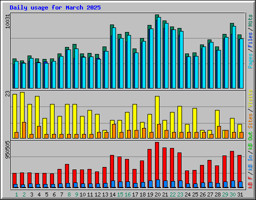 Daily usage for March 2025