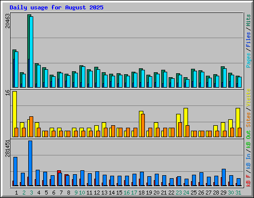 Daily usage for August 2025