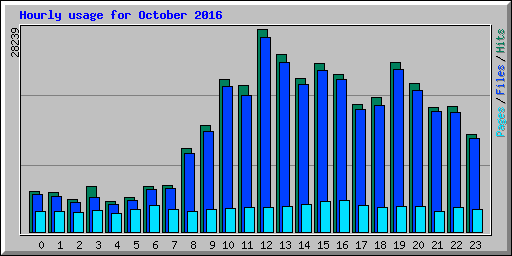 Hourly usage for October 2016