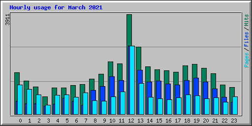Hourly usage for March 2021